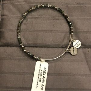NWT Alex and Ani grey and clear crystal embellished silver-tone bracelet
